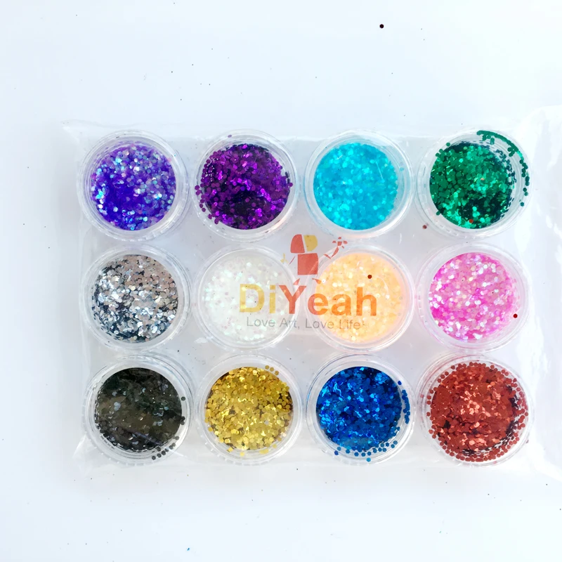 12 шт./лот блестящая пудра для тела мерцающие татуировки цвета акриловый