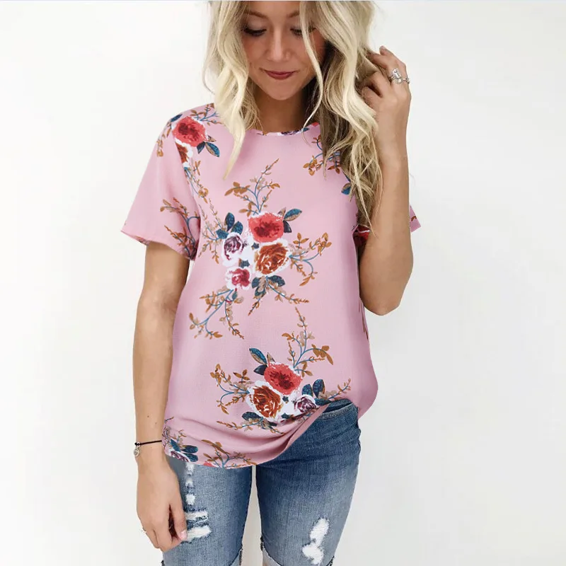 Women Summer Tshirt Casual Short Sleeve Tees Tops Sexy Flora Print T-Shirt O-neck Loose Plus Size 3XL Shirts Blusas Femininas | Женская