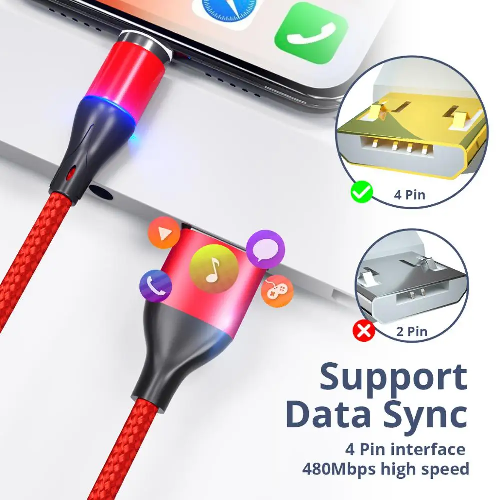 ANMONE Магнитный кабель Micro USB кабель 3A быстрое зарядное устройство Быстрая зарядка Магнитный провод Android зарядный шнур для телефона планшета