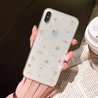 tfshining glitter moon star bling soft phone cases for iphone x xr xs max 7 8 plus 6 6s conch shell case transparent cover capa