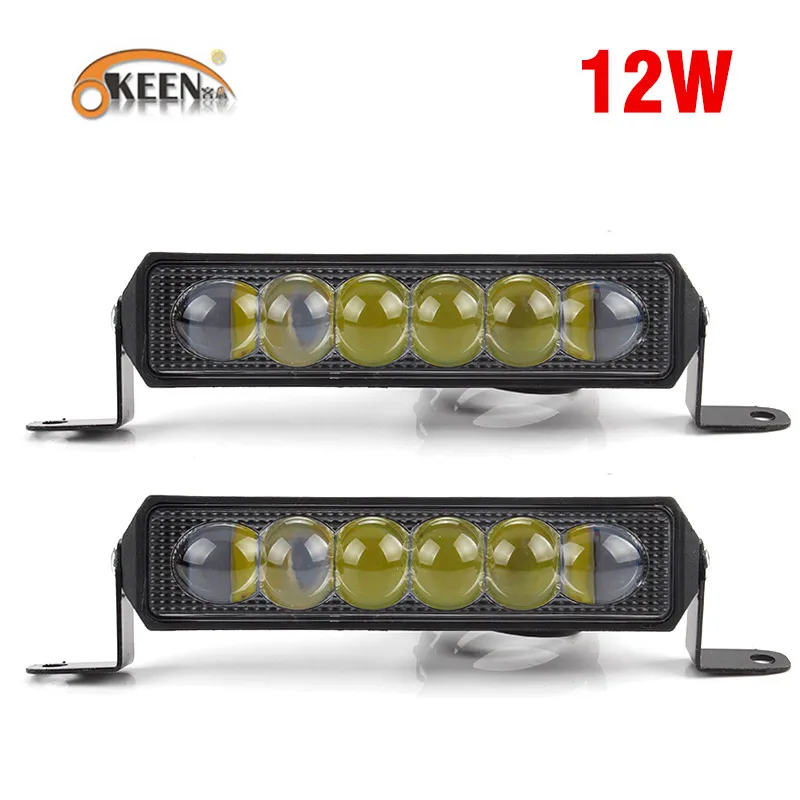 2pcs 12W OKEEN 12 Вт белый мото rcycle фары мото прожектор тонкая Светодиодная панель водонепроницаемый 12 В вождения точечные фары противотуманные drl лампы - Цвет: 2pcs 12W