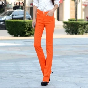 Женские расклешенные брюки Длинные облегающие розовые черные ярких цветов для