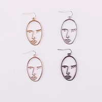 cut out face hollow drop earrings for women statement jewelry