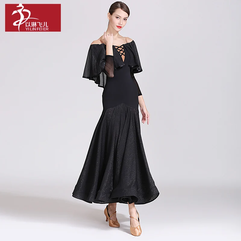 Женское платье для бальных танцев вальса и Танго с длинным рукавом стандартное