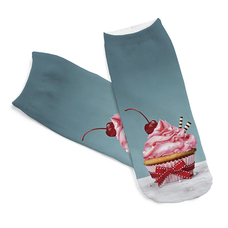 1 пара 3D пустыни печатных короткие носки мужские женские лодыжки Черный