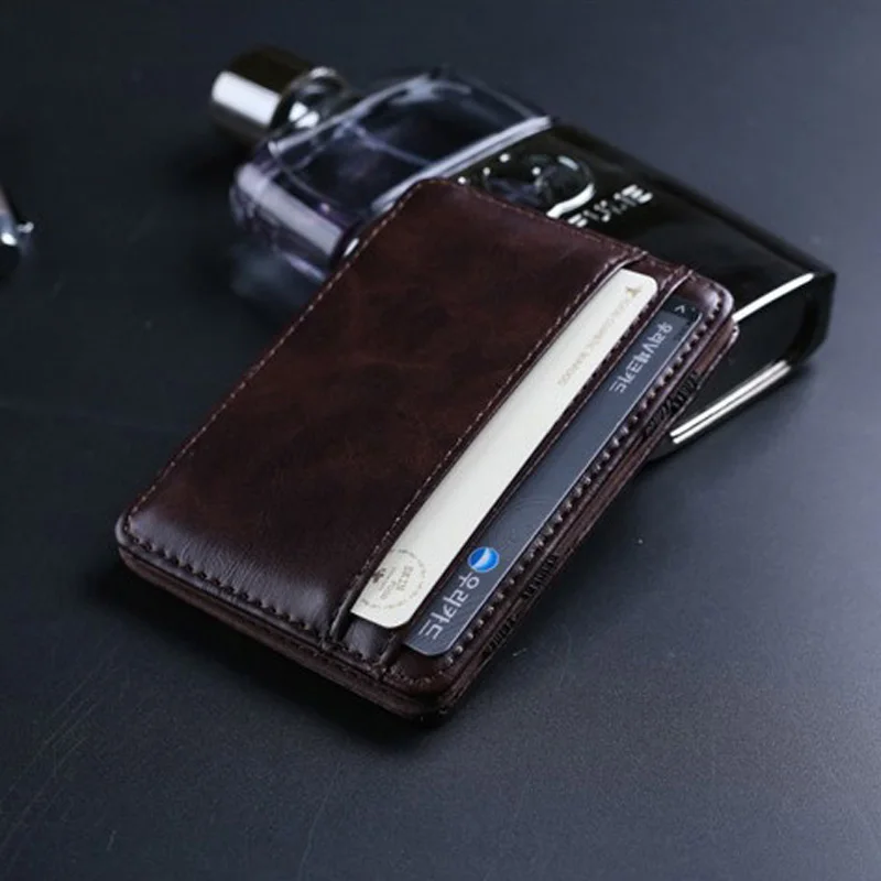 Популярный модный маленький мужской кожаный волшебный кошелек с зажимом для