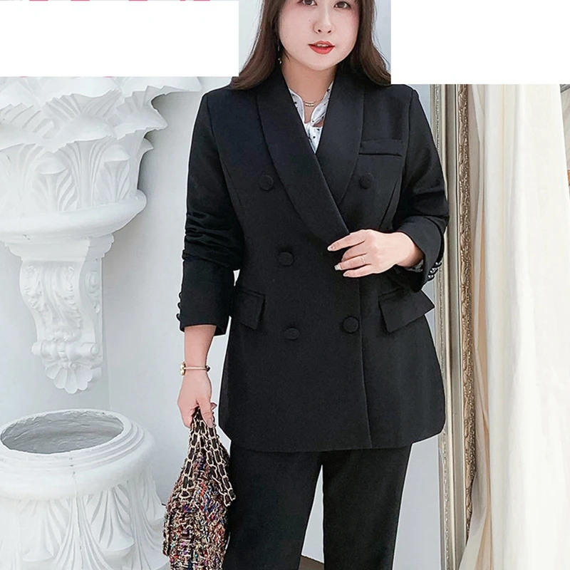 Женский блейзер 2020 черный приталенный двубортный Блейзер большие размеры 5XL