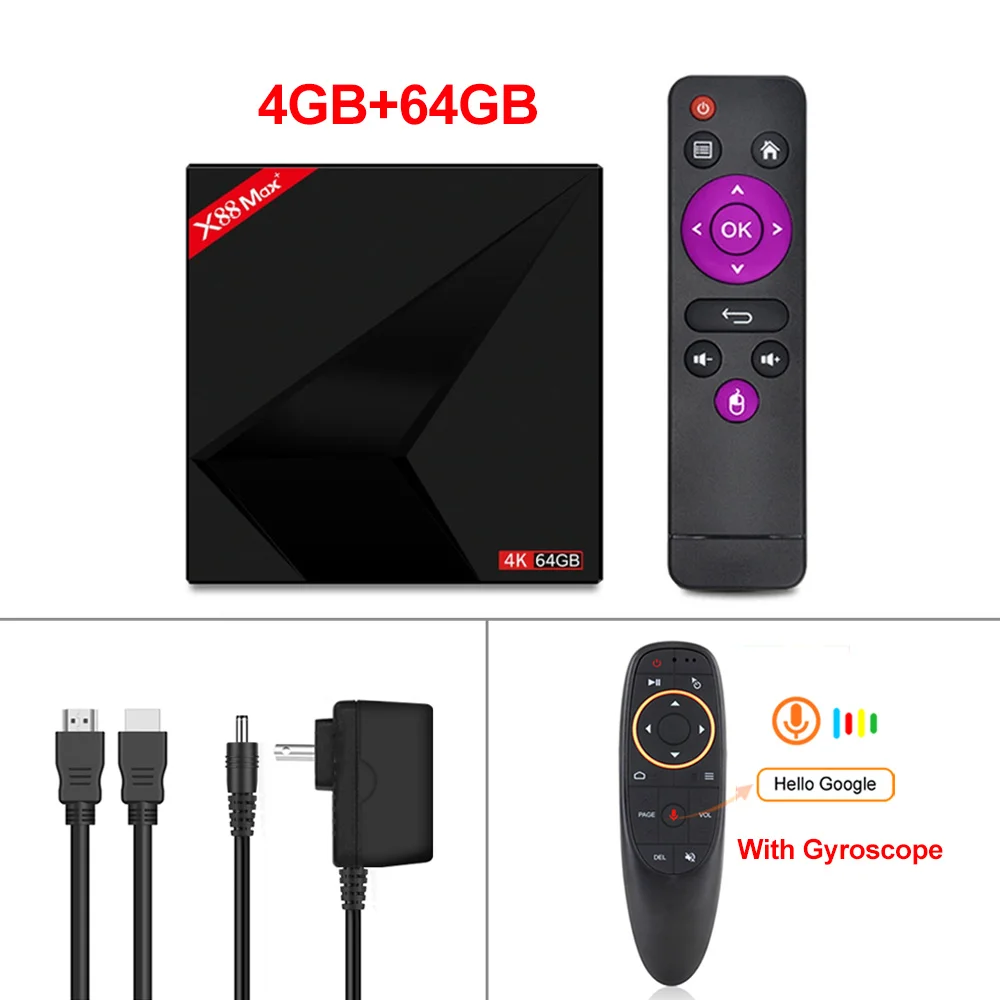 4G64G add G10 RC 4K Android 9,0 ТВ приставка X88 MAX Plus 4 Гб ОЗУ 64 Гб ПЗУ RK3318 пятиядерный 2,4G/5G Wifi BT4.0 USB3.0 X88MAX+ потоковый медиаплеер - Цвет: 4G64G add G10 RC