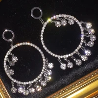 full rhinestones hoop earrings for women fashion bohemian statement earrings round accessories