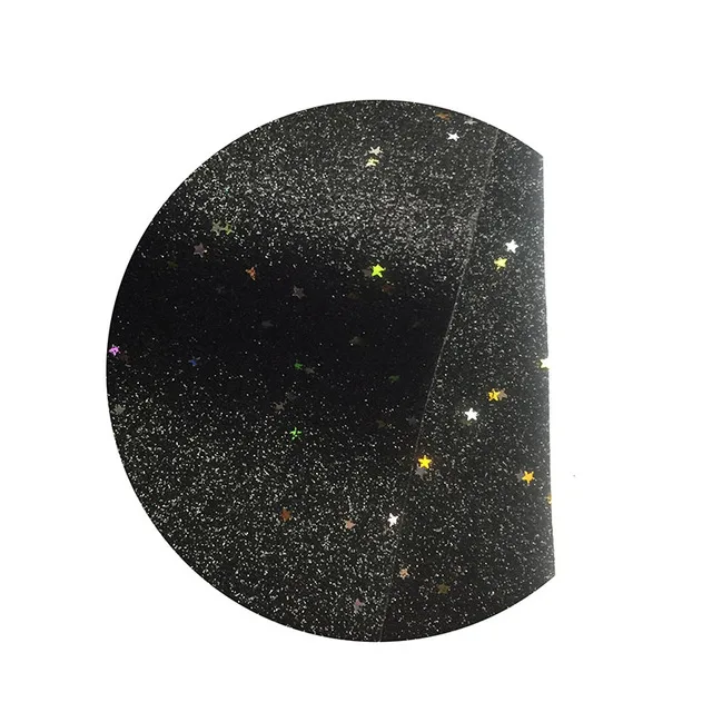 black 20*34 см искусственная кожа ткань Блестящие Блестки со звездой блестящая ткань DIY кожаные листы рукоделие лук материалы - Цвет: black