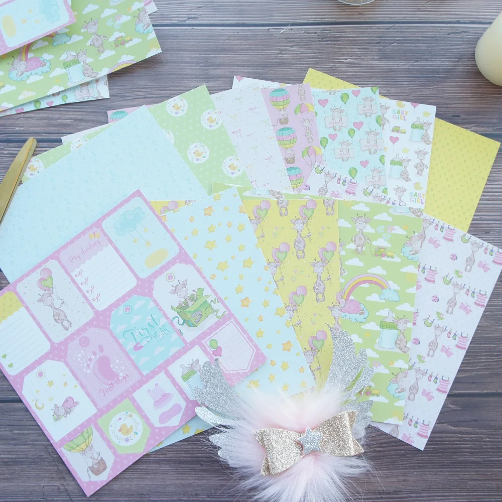 

24 sheets DIY 12 style 15.2*15.2cm A happy day for giraffe theme craft paper scrapbooking creative paper DIY gift use