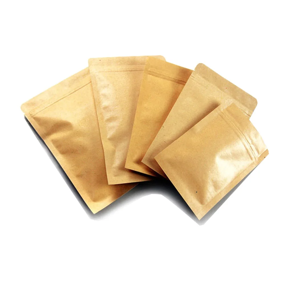 logo printing 12 sizes Kraft Paper Packaging Bag Food Flat Zipper Small paper Zip 100pcs/lot | Дом и сад