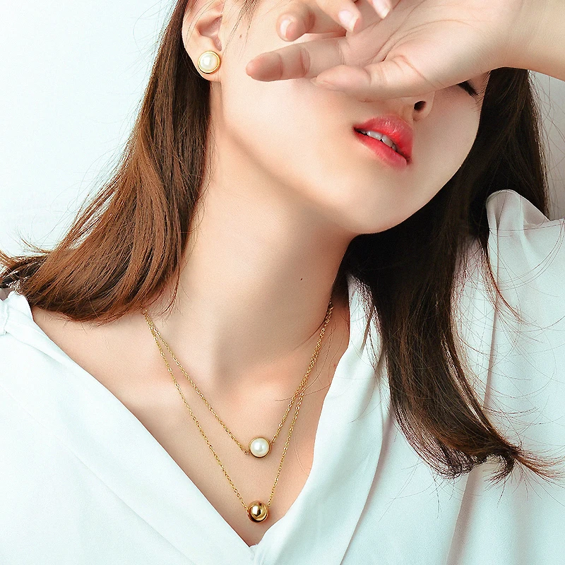 Комплект из колье и серёг нержавеющей стали|set jewelry|set jewelry for womenfashion jewellery sets |