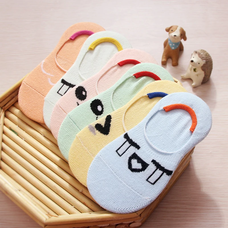 Хлопковые носки-башмачки с рисунком для малышей невидимые носки мальчиков и