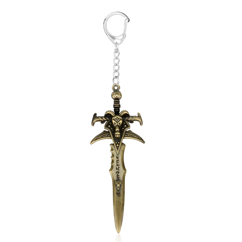 Dongsheng WOW игра World of WarCrafts брелок для ключей король-Лих Frostmourne меч оружие кинжал металлические фигурки брелок для ключей-50 - Цвет: 01 Gold