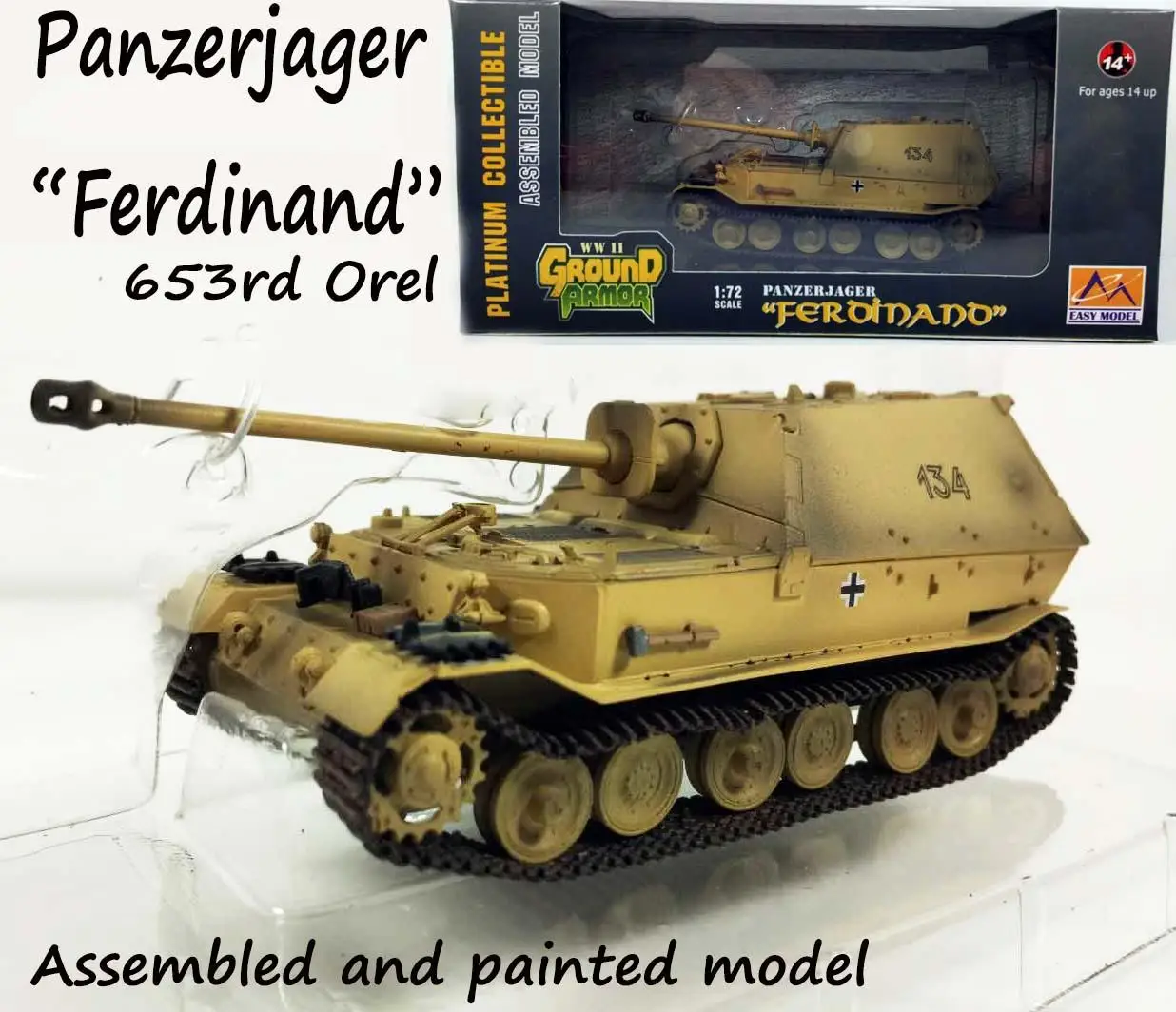 WW2 Немецкий Panzerjager Ferdinand Танк Разрушитель 653 Орел 1: 72 без литья под давлением