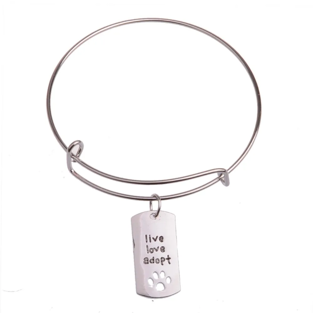 Live Love Adopt полые кошачьи лапы шармы в форме следа ноги браслет для женщин и мужчин