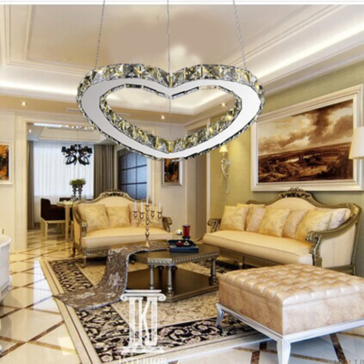 

AC110-240V 24W LED heart Chandelier Luxury Crystal Art Deco Lustre LED Adjustable Cord Pendant Lamp Chandeliers Lighting