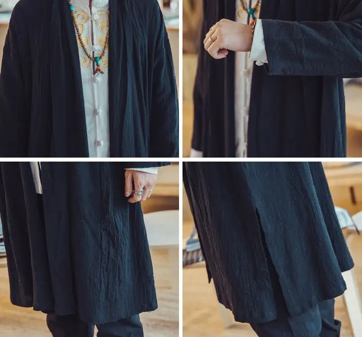 Мужской костюм из 100% хлопка на весну и лето модель мантия пальто zen tang плащ для