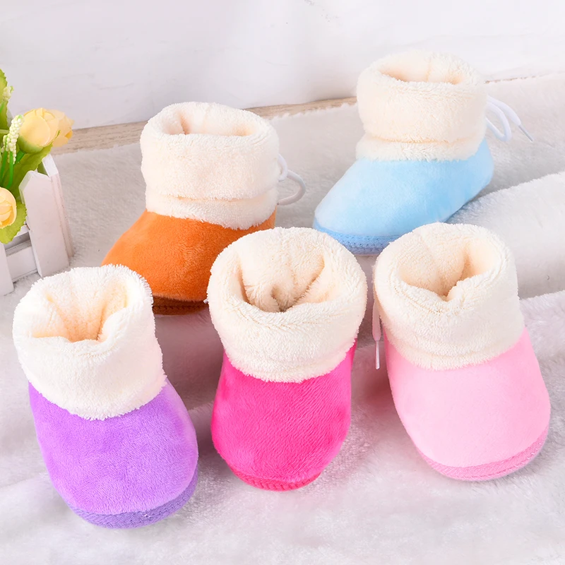 

First Walkers Autumn winter thickening toddler shoes soft Flannel Newborn Girl Baby Prewalker Keep Warm Shoes Boots