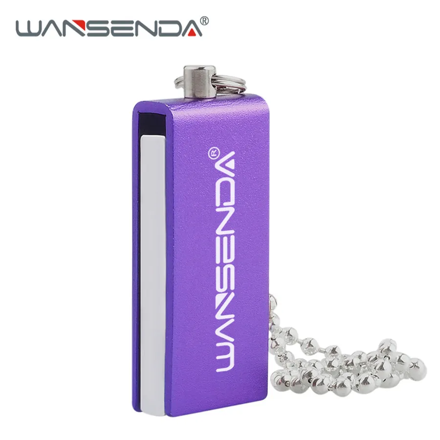 Фиолетовый Вращающийся USB флеш-накопитель WANSENDA, водонепроницаемый флеш-накопитель, 4 ГБ, 8 ГБ, 16 ГБ, 32 ГБ, 64 ГБ, флешка, флеш-накопитель с цепочкой - Цвет: Фиолетовый