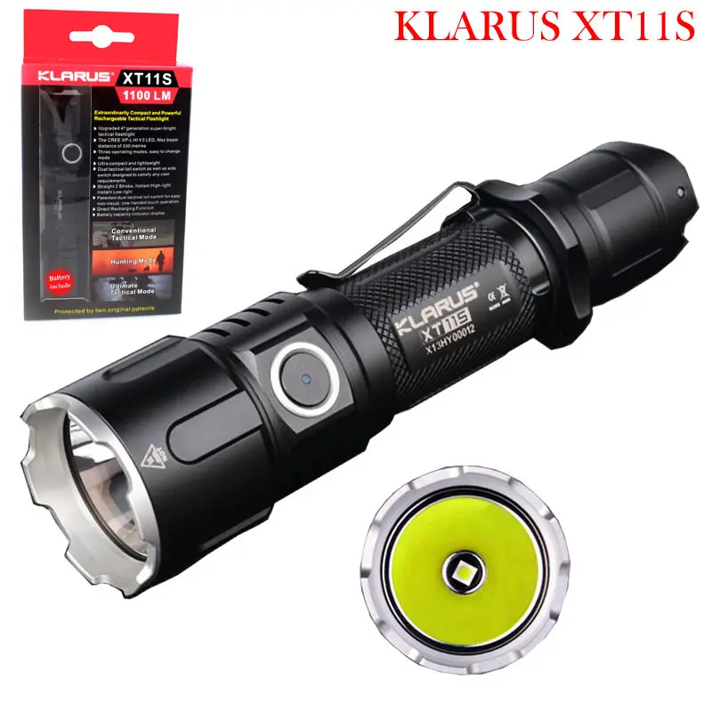 

2021 KLARUS XT11S LED Flashlight CREE XP-L HI V3 LED 1100 Lumens USB Rechargeable Tactical Flashlight with 2600mAh 18650 Battery