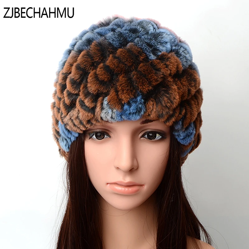Модные натуральным лисьим мехом норки помпонами Skullies Шапки для Для мужчин женщин