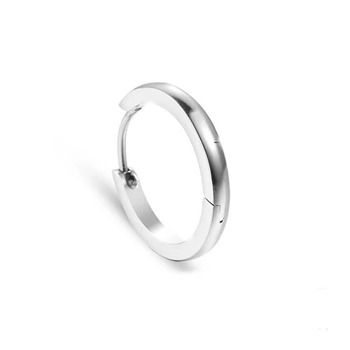 steel color 1 шт., круглые серьги из нержавеющей стали для мужчин и женщин, 2 мм, широкие, сферические, анти-аллергические, ушные пряжки, серьги-кольца, уличный стиль - Окраска металла: steel color