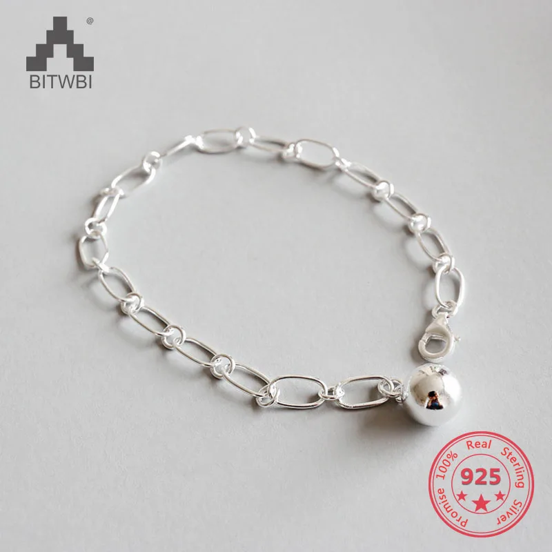 Женский браслет из настоящего серебра 925 пробы простые круглые браслеты с