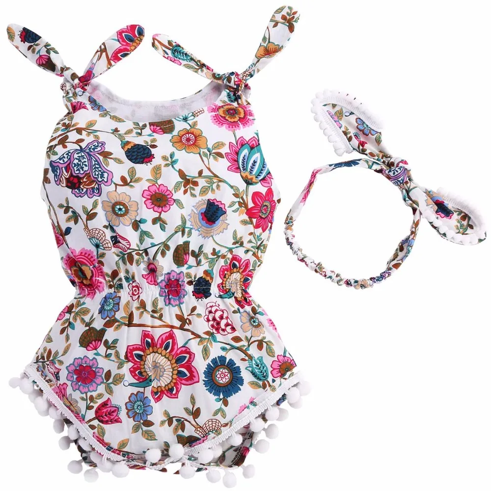 Детские комбинезоны с кисточками и цветочным принтом Одежда для новорожденных