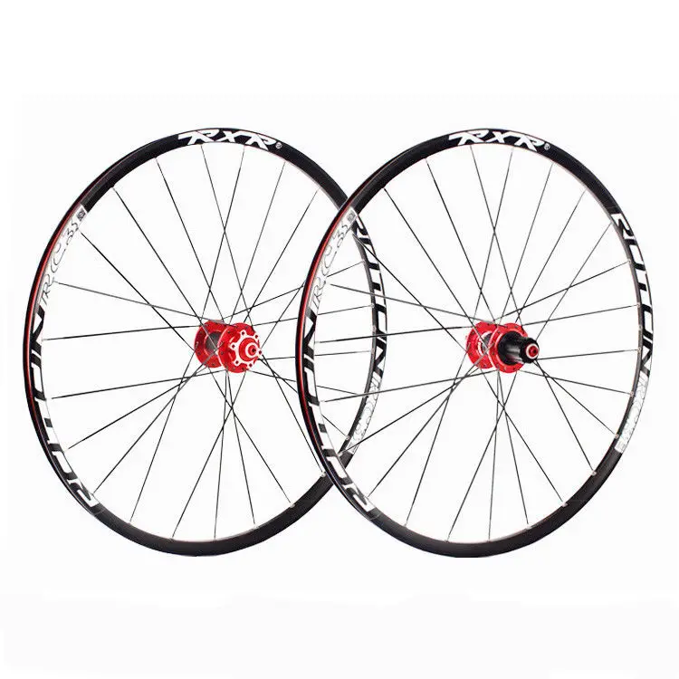 27.5-Black Red-QR RXR 26er 27,5 er 29er алюминиевые колеса для горного велосипеда 25 мм обода 7-11s MTB велосипедные колеса наборы дисковых тормозных колес - Цвет: 27.5-Black Red-QR