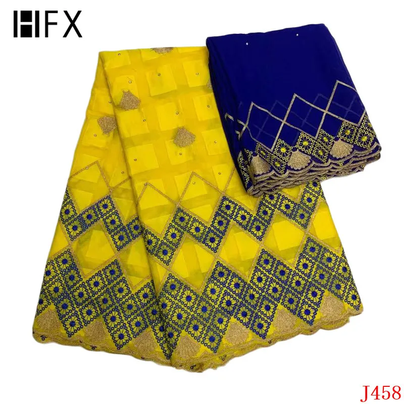 HFX африканская ткань вышивка Стразы хлопковая высокого качества Нигерия 2019