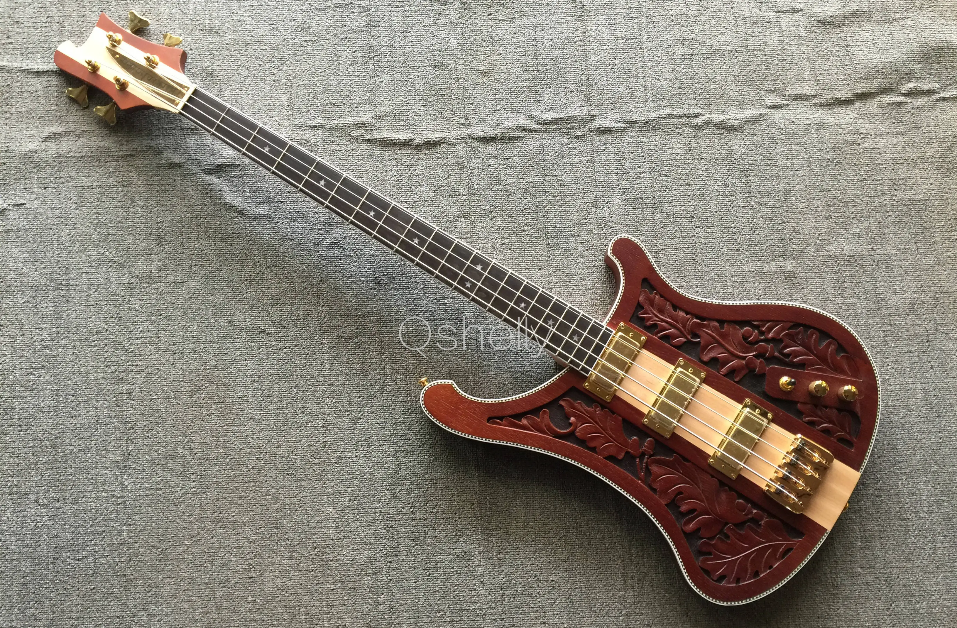 Высшее качество QShelly под заказ резьба листья ясень тело RK 4003 клен шея через 4