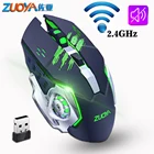 Мышь ZUOYA Бесшумная игровая беспроводная, 2,4 ГГц, 2000DPI, USB, оптическая, игровая, мышь с подсветкой, для ПК, ноутбука