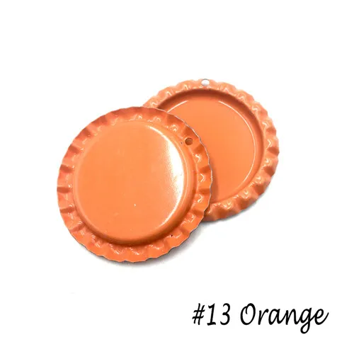 13-Orange 20 шт./лот, с отверстием внутри, цветная Круглая Плоская бутылочная шапочка для поделок, бант для волос, украшение для волос, ожерелье с бантом, аксессуары для ювелирных изделий - Цвет: 13-Orange