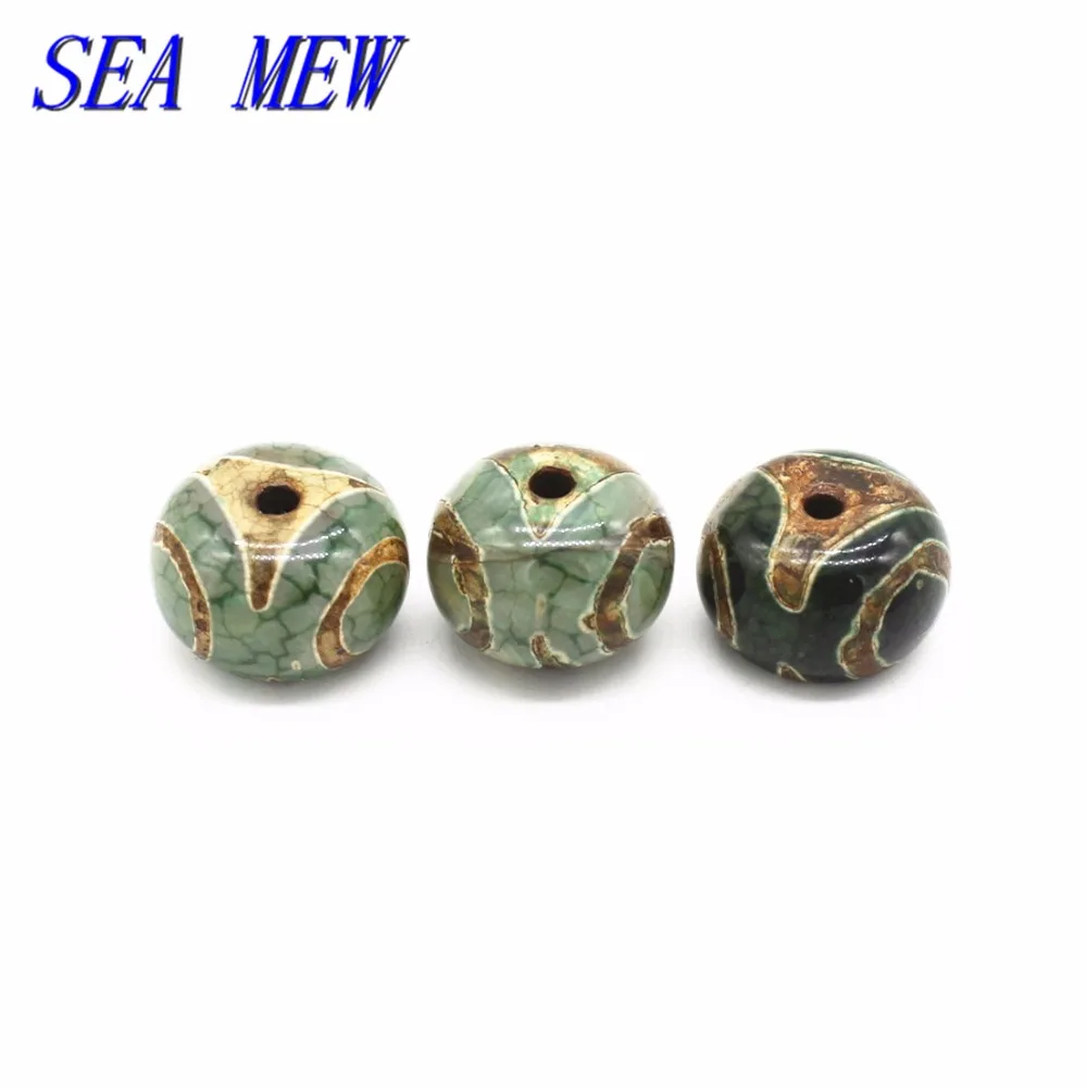 

SEA MEW 20 шт. 15*11 мм винтажные тибетские Dzi бусины, круглые плоские бусины разделитель бусины Свободные Бусины Размер отверстия для изготовления ювелирных изделий 276bz