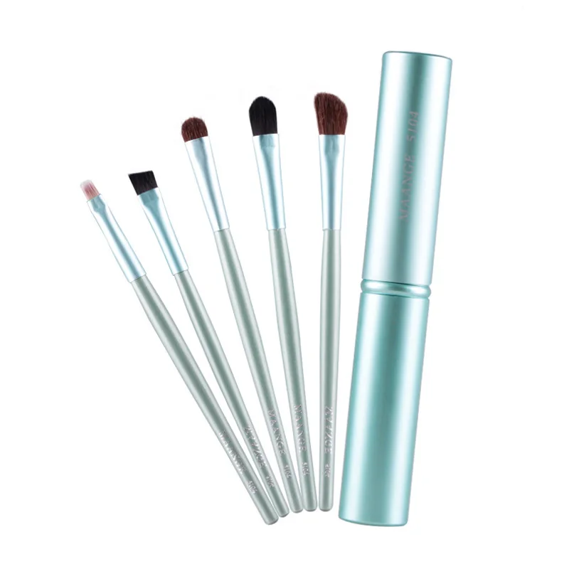 5 шт./компл. Портативный цилиндр Алюминий деревянная ручка кисти для макияжа