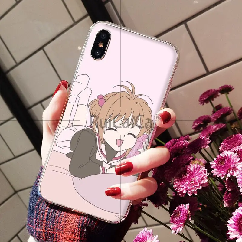Силиконовый прозрачный чехол для телефона Ruicaica Magic Card Girl Sakura Apple iPhone 8 7 6 6S Plus X XS MAX 5