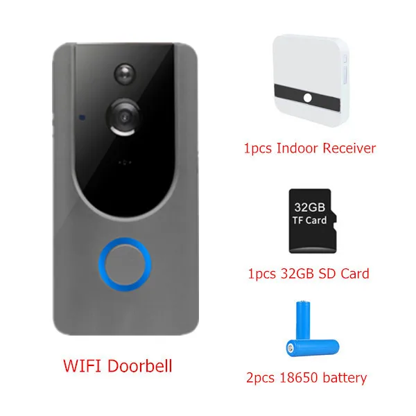 BellBatteryRF32G Видео дверной звонок 720P IP безопасности домофон беспроводной wifi дверной Звонок камера обнаружения движения сигнализация аудио разговор Водонепроницаемый SD карта - Цвет: BellBatteryRF32G