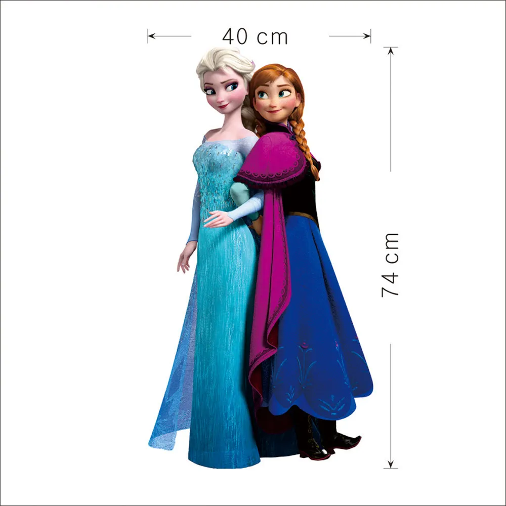 Замороженные Эльза и Анна мультфильм Кристофф Свен наклейки 3D окна детский сад