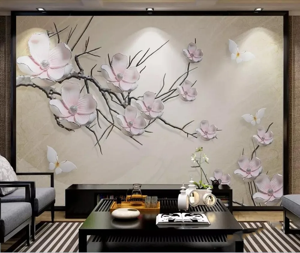 3d трехмерный розовый цветок рельефный фон для украшения стен Живопись |