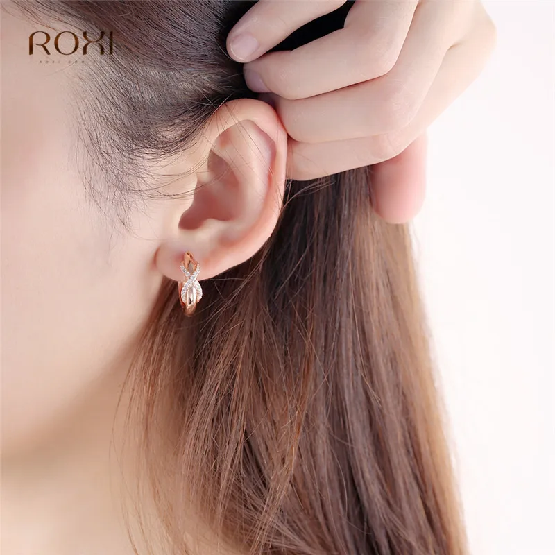 ROXI, очаровательный австрийский хрусталь, серьги-кольца, бесконечность, стразы, круглый круг, серьги для женщин, модное ювелирное изделие, свадебные серьги