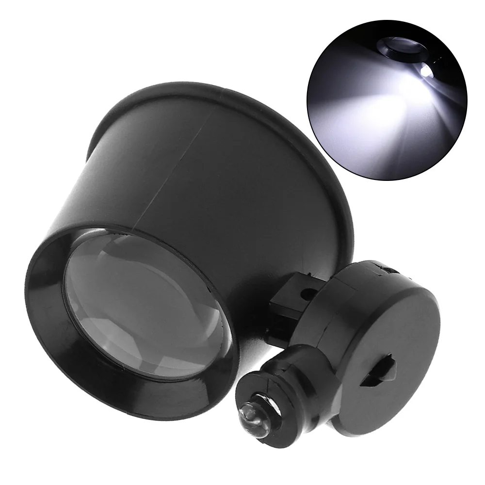 

10X Portable Magnifier Mini Acrylic Lens Eye-mask Magnifying Glass with LED Light for Antique Identification/Electronics Repair