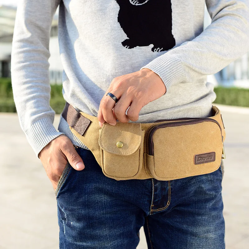 Men Canvas Outdoor Trekking Waist Bag Athletic Sports And Jogging Active Hiking Climbing Bum Hip Chest | Спорт и развлечения