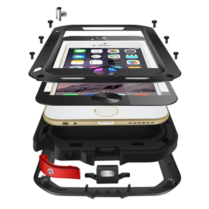 Powerful Shockproof Aluminum Case Cover For Apple iPhone 6 6S 4.7/6 Plus/6S Plus 5.5 Heavy Duty Gorilla Toughened Glass |