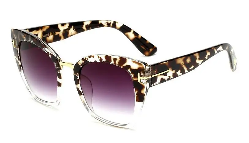 C13 leopard clear wh CCSPACE, женские солнцезащитные очки больших размеров, кошачий глаз, брендовые дизайнерские очки, модные, с заклепками, Т-образные очки,, УФ-защита, 45079 - Цвет линз: C13 leopard clear wh