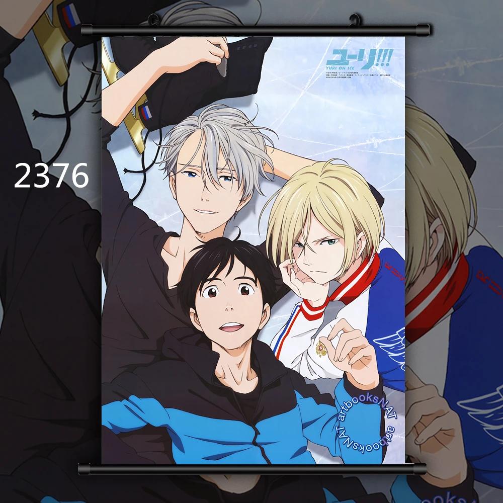 2376 Yuri On Ice Group Аниме Манга настенный плакат свиток D - Цвет: 2376
