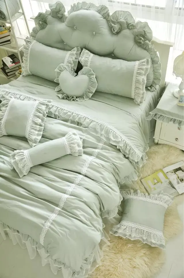 Комплект постельного белья с кружевной вышивкой хлопковое покрывало принцессы