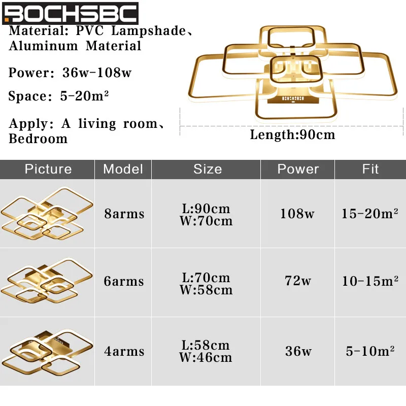 Акриловый абажур BOCHSBC потолочная лампа современный металлический светодиодный