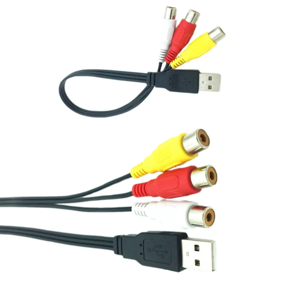 10 шт. USB штекер в 3 гнездовая контакт-деталь RCA аудио конвертер видео AV A/V кабель USB к RCA кабель для HD ТВ провода шнур